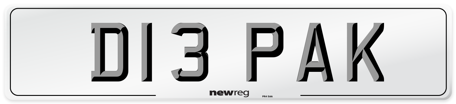 D13 PAK Number Plate from New Reg